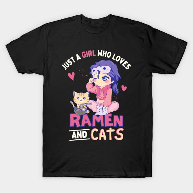 Just a Girl Who Loves Ramen and Cats T-Shirt by Sugoi Otaku Gifts